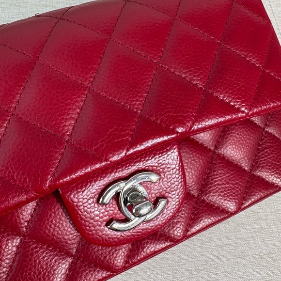 SOLD - CHANEL Red Caviar Quilted Classic Flap Bag Small SHW - Picture 12 of 17